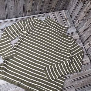 Madewell Olive Green Striped Turtleneck Blouse